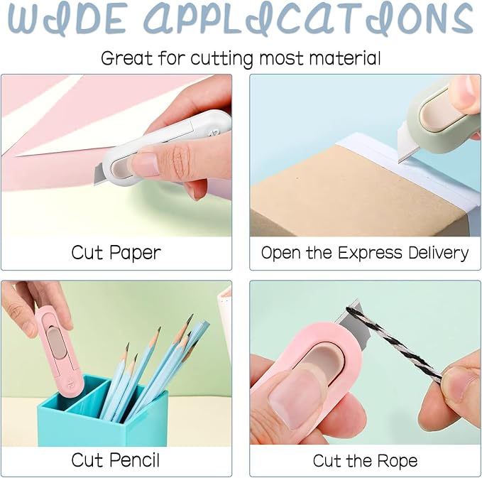 9 PSC Box Cutter,Retractable Box Opener, Package Opener, Easy Slide Retractable Cute Utility Knife For Opening Daily Express Boxes, Envelopes, Packages, Paper tapes and more (9 PSC Box Cutter)