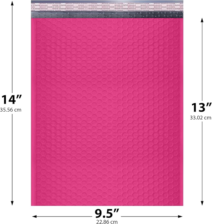 Hot Pink Bubble Mailers 10x13, Self Seal Poly Padded Envelopes, 200 Pack | Fits Books & Magazines, No Tape Needed, Cushioned Protection, Water-Resistant Poly, Bulk Pack for Small Business