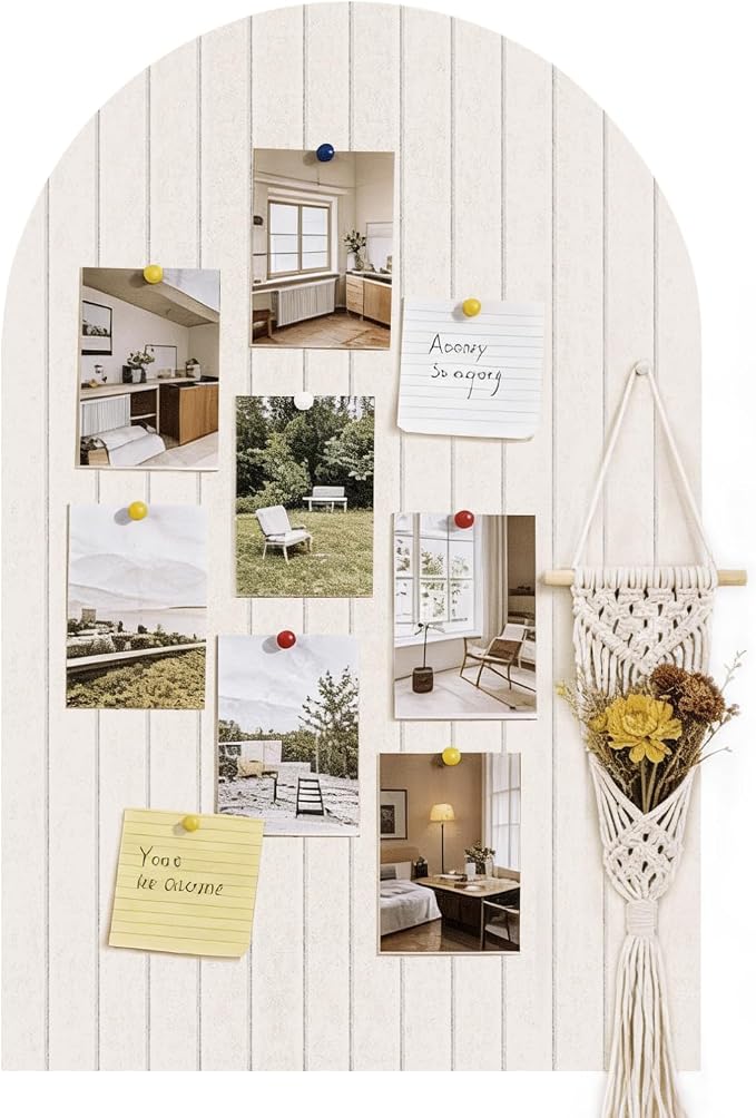 Felt Bulletin Board Set, 6 Felt Cork Boards (Each 11.8" x 11.8") with 30 Push Pins, Modern Cork Board Alternative for Office, Classroom and Home Wall Decor（Beige）