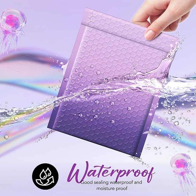 Fuxury Opaque Bubble Mailers 6x10 Inch 100 Pack Gradient Purple Padded Envelopes Usable Size 6x9" Strong Adhesion Bubble Shipping Envelopes for Mailing Jewelry, Makeup #0 Thick Bubble Padded Mailer
