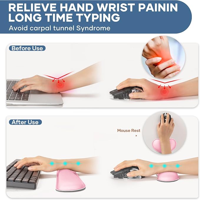 Office Ergonomic Memory Foam Computer Mouse and Keyboard Wrist Rest pad Support Carpal Tunnel, Wrist Rest for Keyboard and Mouse, Wrist Support Set