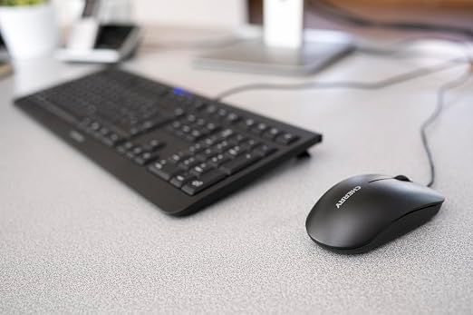 Cherry MC 1000, Wired Office Mouse for PC, Optical Sensor (1,200 dpi), 3 Buttons, Symmetrical Design for Left- and Right-Handed Users, GS Certification, Black