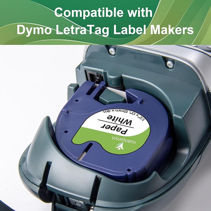 10-Pack Label Tape Replace Compatible for DYMO Label Maker Refills Letra Tag LT 91330 White Paper, 12mm x 4m(1/2" x 13ft) Label Maker Tape for LT-100H LT-100T Printer