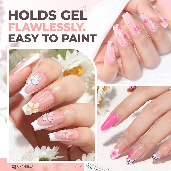UNA GELLA Coffin Nails Tips 504pcs 12 Sizes, Pre-buffed Soft Gel Nail Tips | Full Cover Medium Coffin Press On Fake Nails for Acrylic False Nails Extension Home DIY Salon Gifts for Women and Girls