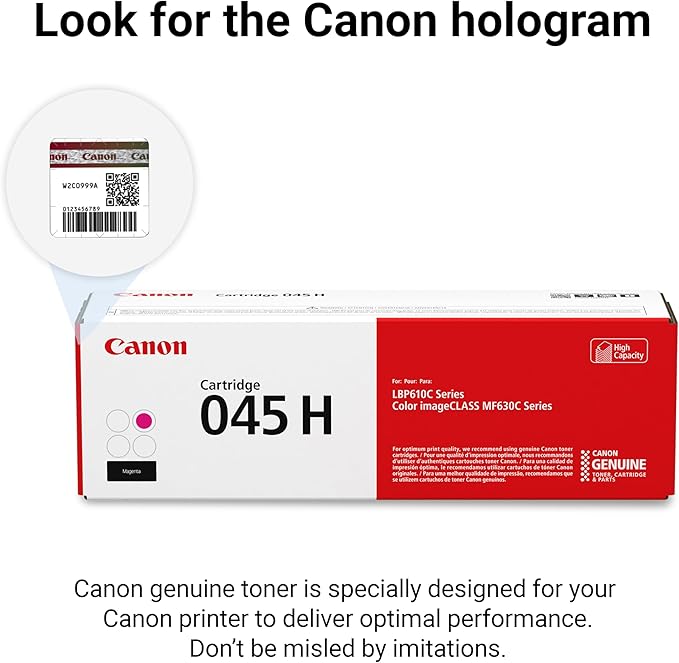 Canon Genuine 045 Magenta Toner Cartridge High Capacity Compatible with LBP612Cdw, MF632Cdw, MF634Cdw