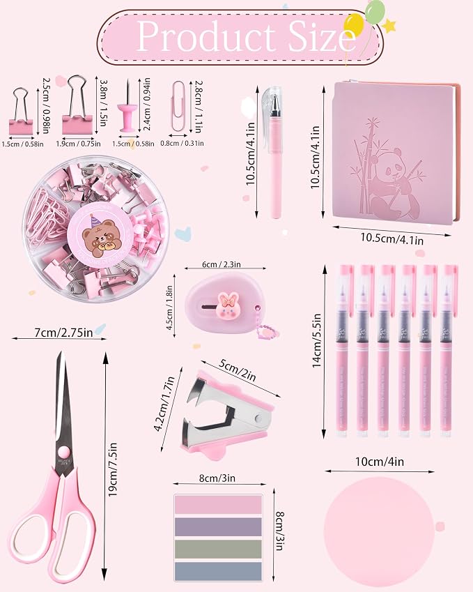 23pc Pink Desk Accessories and Organizers with Mesh Organizer Stapler Tape Dispenser Calculator and a Lot of Office Pink Office Supplies Beautifully Presented in a Gift Box