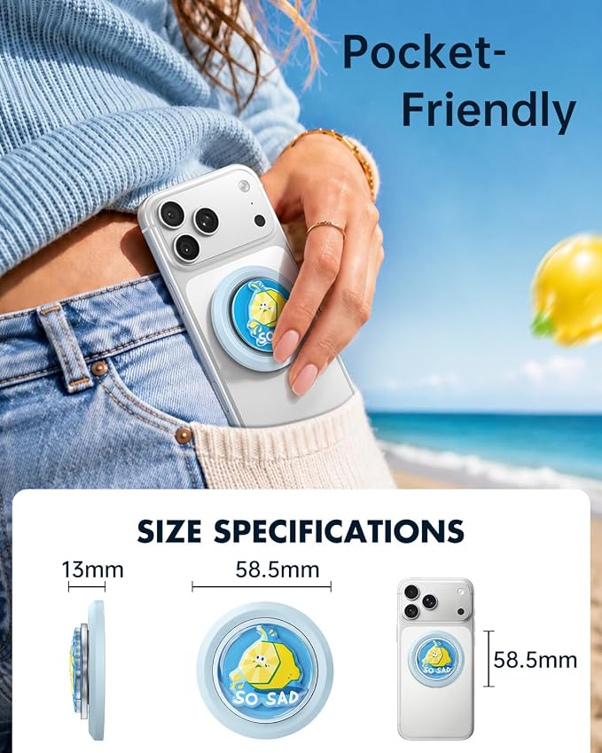 SYNCWIRE Magnetic Phone Ring Holder, for MagSafe Phone Grip Stand Kickstand | 360° Rotation, Double-Sided Magnet, Cell Phone Grip Finger Holder, for iPhone 17 16 15 14 13 12 Pro Max, MagSafe Accessories
