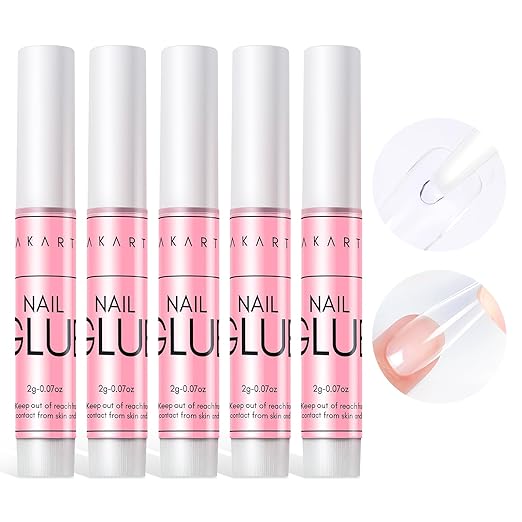 Makartt Super Strong Nail Glue for Press On Nails- Acrylic Nails Nail Tips Glue for Stick On Nails Long Lasting for Fake Nails Broken Nails Repair Professional Nail Adhesive 0.07oz 5Pcs, Hema Free