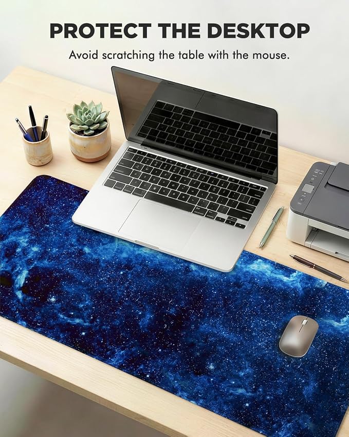 Mouse Pad, Desk Mat, 31.5x11.8in Large Mousepad, Night Sky | Desk Pad with Stitched Edge & Rubber Non-Slip Bottom, Gaming Mouse Pad, Extended Mousepad for Home, Office