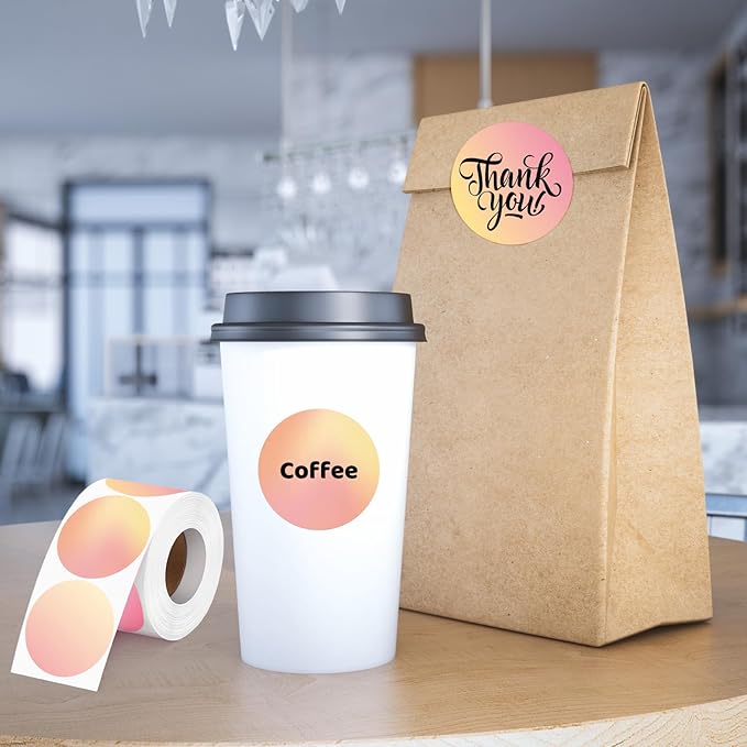 2500 Pcs 2 Inch Circle Thermal Sticker Labels Self Adhesive Round Direct Thermal Labels Multipurpose Printer Stickers for DIY Logo Design, Qr Code, Name Tag(Gradient Color)