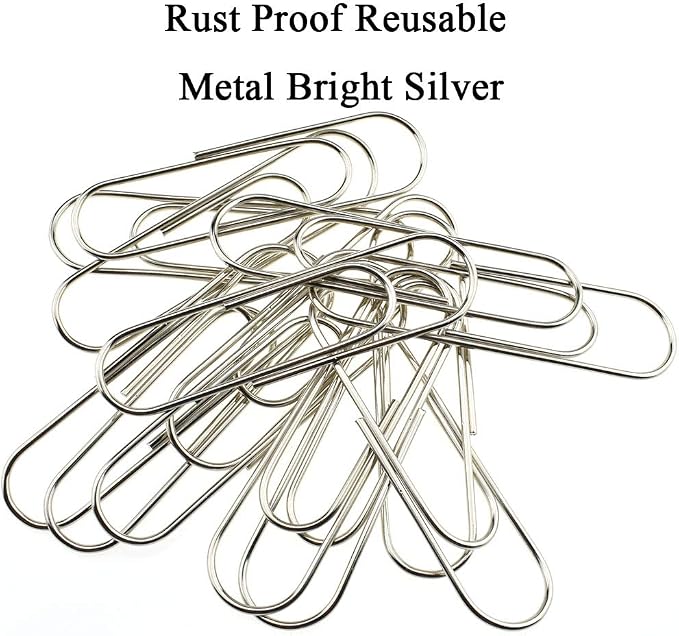 HAHIYO Paper Clips Sturdy 4 inches Length 14 Pack Paperclips Heavy Duty Tight Grip Rust Proof Reusable Metal Bright Silver for Home Office School