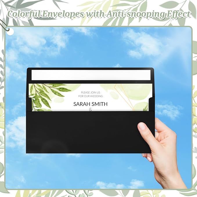 Mulbozy 50 Pcs Black #10 Business Envelopes, Self Seal Standard Envelopes, Windowless Business Mailing Envelopes for Office, Checks, Letters, Invoices, Statements, Wedding, Size 4-1/8 x 9-1/2 inch
