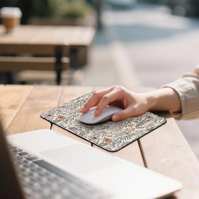 Mouse Pad for Desk with Stitched Edge, Premium Cute Washable Mouse Pads. Computer Mousepad with Non-Slip Rubber Base, Mousepads for Laptop, 9.25x7.75x0.12 inch (Bloom Magic)