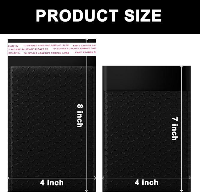 Yeplan 4x8 Inch Bubble Mailers, 50 Pack Self Seal Padded Envelopes | Usable Size 4x7" Durable Waterproof Padded Mailers for Small Business, Jewelry, Makeup, Shipping Small Items and Cards