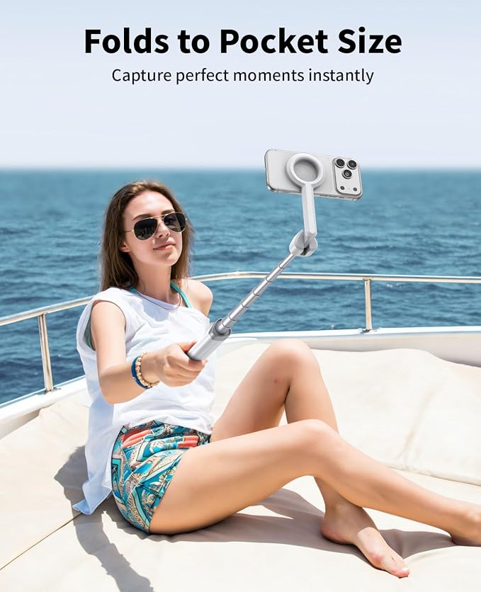 Magnetic Tripod for iPhone, Selfie Stick Tripod Mount Ring for Magsafe, 360° Rotatable Portable Travel Tripod Cell Phone Stand with Metal Ring & Remote, Compatible with iPhone Android, 60"