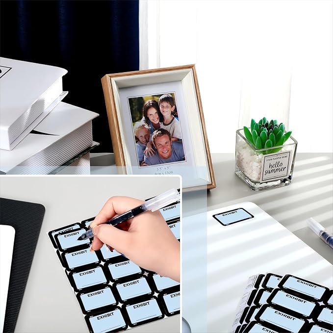 500 Pcs Exhibit Stickers Legal Exhibit Labels 1.65x1 Inches,Blue | Self adhesive Exhibit Stickers Blank File Folder Tabs for Courts Office Legal Document Folder, Blank Writeable Report Divider