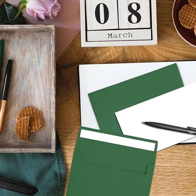 50pcs packed green Envelopes,A4Envelopes, printable invitation envelopes,4x6 envelopes, suitable for weddings, invitations, photos, postcards, greeting cards, mailings
