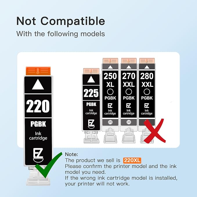 E-Z Ink Compatible Ink Cartridge Replacement for Canon PGI-220 PGI220 CLI-221 CLI221 to use with PIXMA MX860 MX870 MP620 MP560 (2 Large Black, 2 Cyan, 2 Magenta, 2 Yellow, 2 Small Black) 10 Pack
