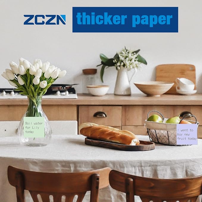 ZCZN 400 Sheets Pop-up Sticky Notes, 3 x 3 Inches, 4 Pads Assorted Color Self-Stick Notes, 100 Sheets/Pad, (Rose Red, Light Green, Yellow, Light Blue)