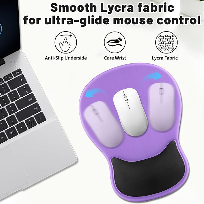 Ergonomic Mouse Pad with Wrist Rest - Gel Wrist Support Mousepad with Non-Slip PU Base for Computer, Laptop, Office & Home