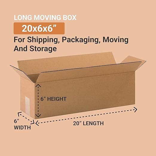 BOX USA Shipping Boxes Large 20"L x 6"W x 6"H 25-Pack - Corrugated Cardboard Box for Moving, Mailing, Packing, Packaging and Storage