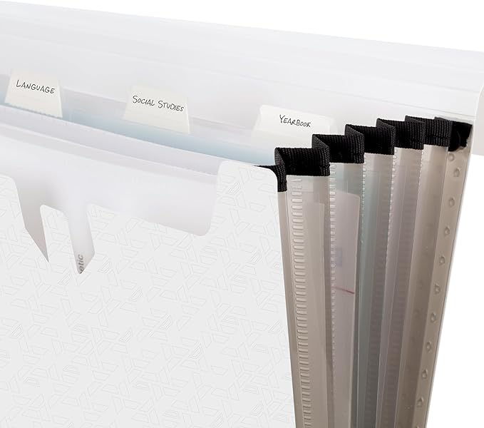 Five Star Expanding File Organizer, 6-Pocket Accordian File Organizer, Bungee Closure, Holds 8-1/2" x 11" Paper, White (350100E-ECM)