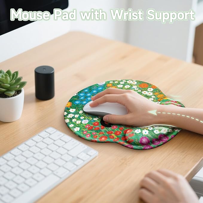 Black Cat Mouse Pad, Ergonomic Mouse Pad with Wrist Rest, Gaming Mouse Pad Wrist Support with Non-Slip Pain Relief PU Base, Funny Mouse Pads for Desk Work, Cute Office Desk Accessories Decor