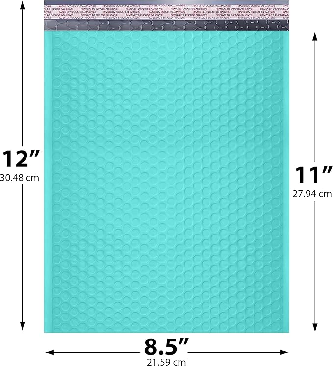 Teal Bubble Mailers 8.5x12, Self Seal Poly Padded Envelopes #2, 200 Pack | Fits 8.5x11 Documents & Photos,No Tape Needed,Cushioned Protection,Water-Resistant Poly,Bulk Pack for Small Business