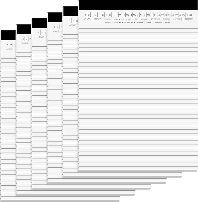 6 Pack Legal Pads 8.5" x 11" Note Pads with Date on Top, 50 Sheets Lined Paper Writing Pads, Narrow Ruled White Notepad Notebook for Office Business School College Supplies