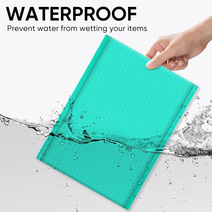 CHMI Teal Bubble Mailers 8.5 x 12 Inch 100 Pack, Usable Size 8.25X12 Inch Poly Mailers,Mailing Envelopes,Shipping Mailer，Opaque Self Seal Adhesive Waterproof Bags for Packaging and Shipping.