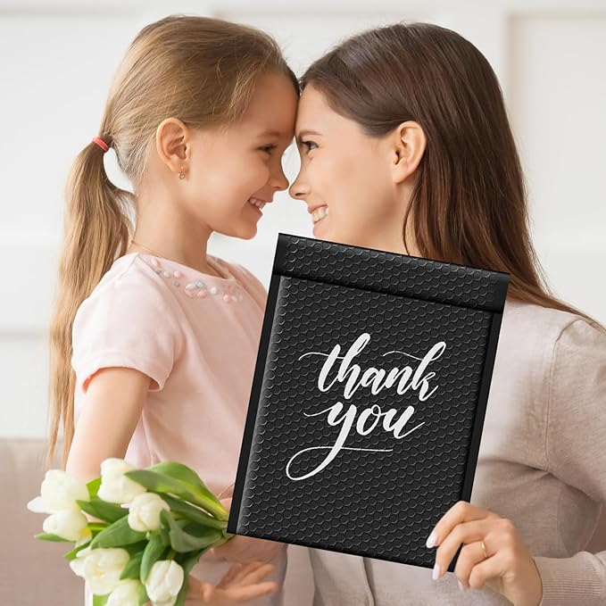 Fuxury Bubble Mailers 9.5x14.5" 25 Pack Black Large Padded Envelopes Usable Size 9.5x13.5" Self Seal Bubble Envelopes Padded Mailers Shipping Bags for Mailing book Shirt Small Business #4