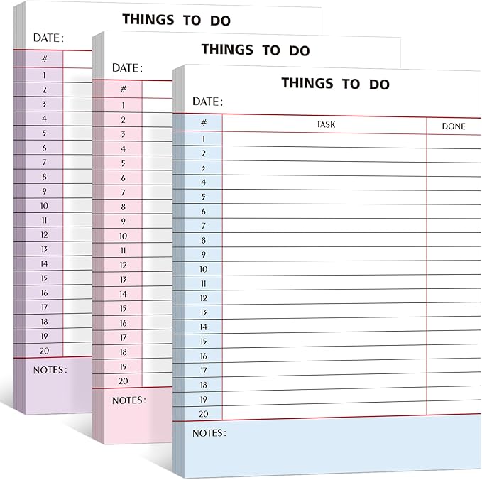 Spakon 300 Sheets Daily to Do List Notepad Notebook Library Card to Do Planner Checklist Memo Writing Pad Schedule Reminder Office Homework Planner for Task, 6" x 8 (Retro,Pink,Blue,Purple)