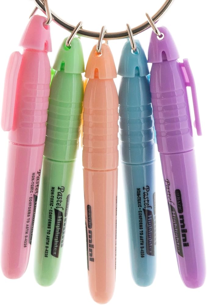 BAZIC PRODUCTS Mini Highlighter – Pastel Color Assorted Chisel Tip Highlighter Set, Desk Style Highlighter Pen for Office, School, and Study Use, Smooth Marking, (5/Pack), 4-Packs