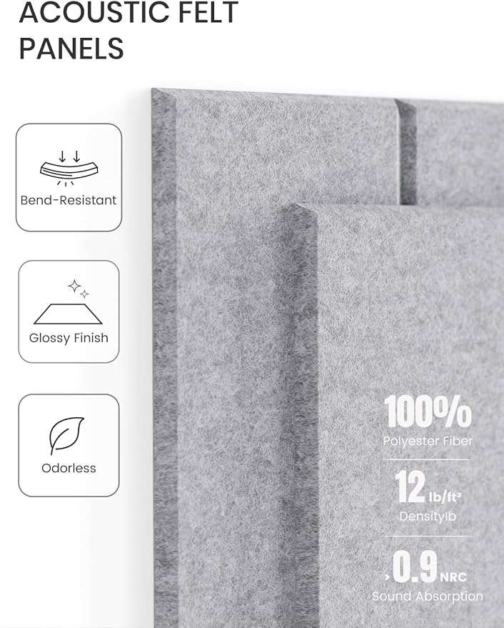Fluxynara Felt Bulletin Board & Cork Board Alternative, Soft Gray | 36" x 24" Pin board, Removable Adhesive Tabs, Easy Install Without Wall Damage, For Home Office Decor