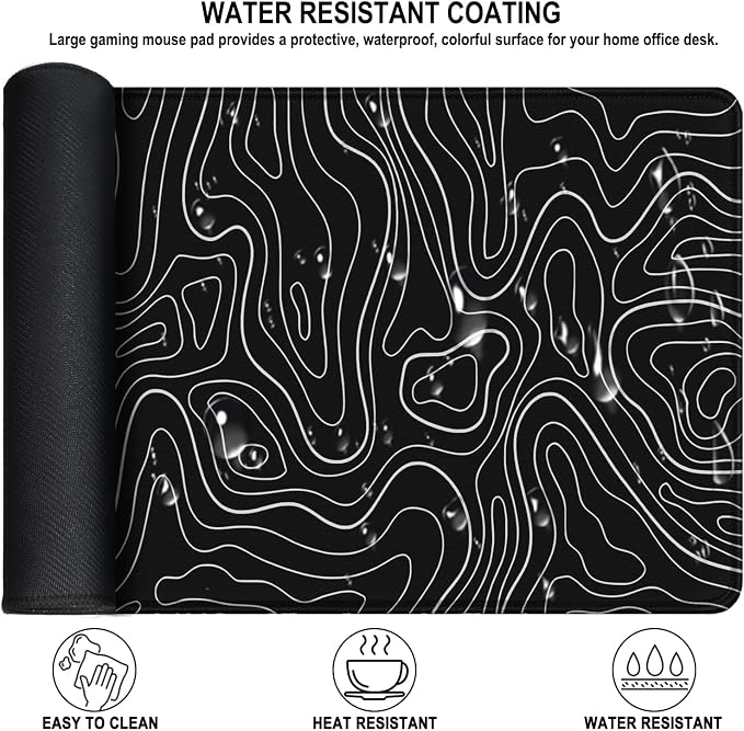 Large Gaming Mouse Pad, Water Resist Fabric XXL Extended Mousepad with Non-Slip Rubber Base, Stitched Edge, Computer Keyboard Big Mat for Gamer, Office, Home, 31.5" x 15.7", Terrain