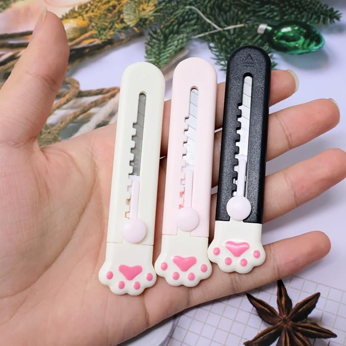 Honbay 6PCS Cat Paw Shaped Mini Utility Knives Creative Cute Animal Claw Letter Opener Portable Art Knife Retractable Envelope Knife Letter Opener Carton Opener Box Cutter