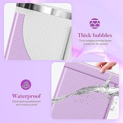 Fuxury Bubble Mailers 12x15" Lavender Purple Padded Envelopes 250 Pack Large Bubble Mailer Strong Adhesion Padded Mailer,Self-Seal Envelope for Mailing Small Business,Magazine, Clothing.