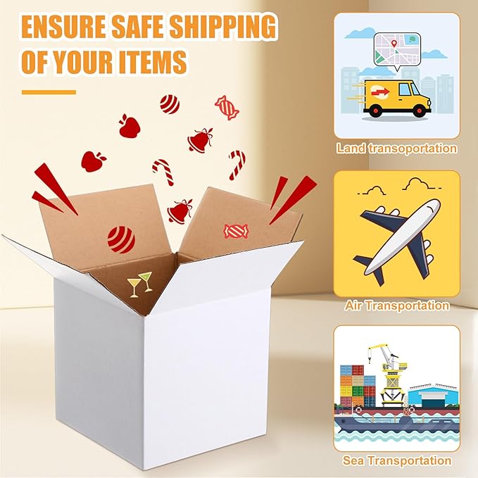 Yeaqee 72 Pcs Shipping Boxes Corrugated Cardboard Small Shipping Boxes for Packaging Mailing Packing Moving Small Business Storage Crafts Gifts (6x6x6 Inch,White)