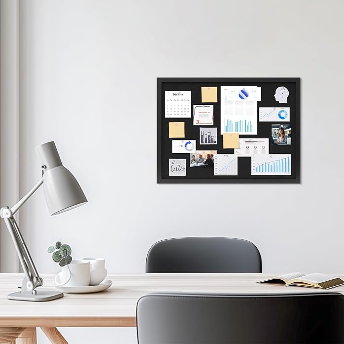 DAHAPYBOO Cork Board with Linen Black,Bulletin Board 23"x17" | Corkboards for Office Home School Message Board or Vision Board Decoration