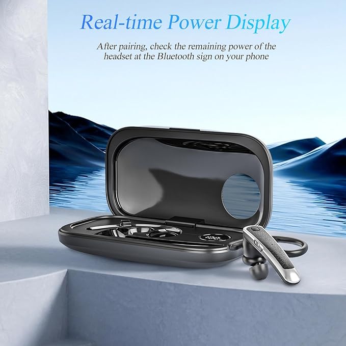 Bluetooth Headset, Wireless Bluetooth Earpiece with LED Display Charging Case, V5.3 Hands Free Noise Canceling Headphones with Dual-Mic for Computer/Laptop/Cell Phones/Home/Office/Trucker