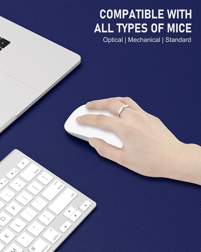 Desk Pad, 30" x 14" PU Leather Non-Slip Desk Mat Large Mouse Pad for Desktop, Waterproof Laptop Computer Writing Mat for Office, Home, Work, Gaming, Violet Blue