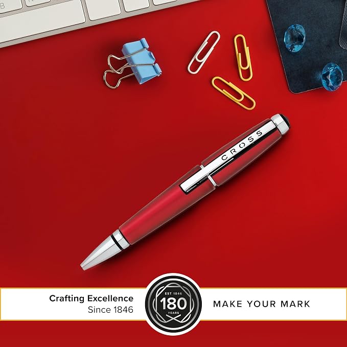Cross Edge Formula Red Selectip Rollerball Pen, Medium Point, Black Ink | Elegant Accessory for Smooth Writing, Capless Slide-Open and Snap-Shut Design, Ergonomic Shape, Comfortable Grip, Gift-Ready
