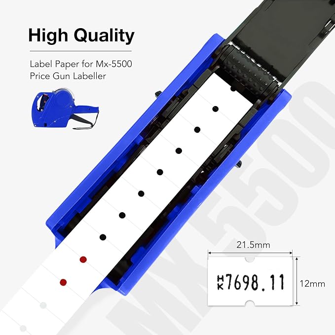 30 Rolls 15000 Price Gun Labels for Mx-5500 White Price Marker Stickers, Super Sticky Label Paper Tag Labels (White)