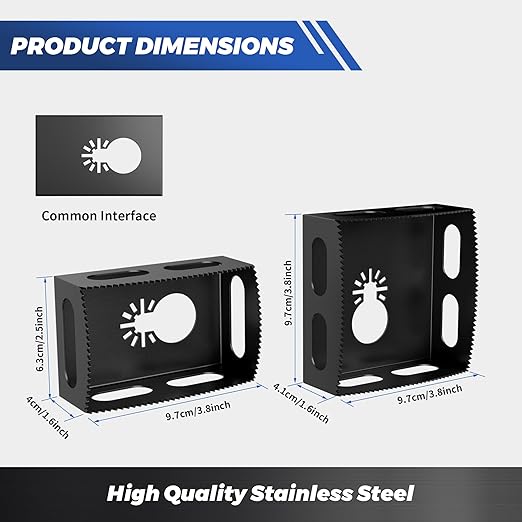Upgraded Square Slot Cutter for Drywall, Stainless Steel Outlet Box Cutter for Single-Gang Electrical Boxes, Oscillating Multi-Tool Drywall Cutout Tool for Sheetrock-Square