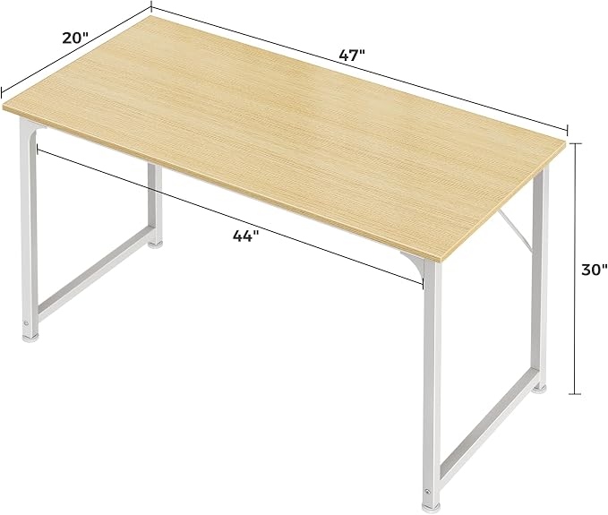 Huuger Computer Desk, 48 Inch Office Desk, Gaming Desk with Storage, Writing Desk Work Desk for Home Office, Study, Modern Simple Desk, Large Legroom, Metal Frame, Maple