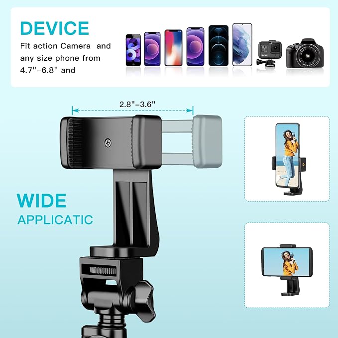 74" Flexible Phone Tripod, Tall Cell Phone Tripod with Adjustable Gooseneck | Portable Camera Cellphone Stand with Remote for Video Recording, Compatible with iPhone Android