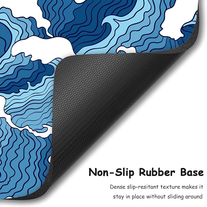 Dapesuom Small Mouse Pad, 6 x 8 Inch Thick Rubber Premium-Textured Non-Slip Portable & Washable Mini Mouse Mat for Women Men Wireless Laptops Keyboard Tray Gaming Work Computer Office Travel, Waves
