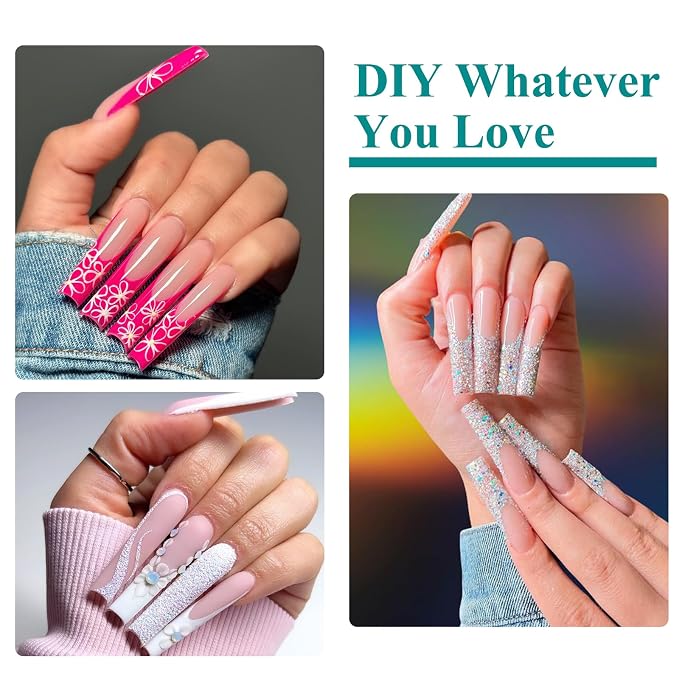 LIONVISON 3XL Square Nail Tips: 240PCS Clear NO C Curve Nail Tips | XXXL Extra Long Tapered Square Nails Tip - 12 Sizes Straight Press On Gel Tip for Nails Salons Home DIY Long-Lasting