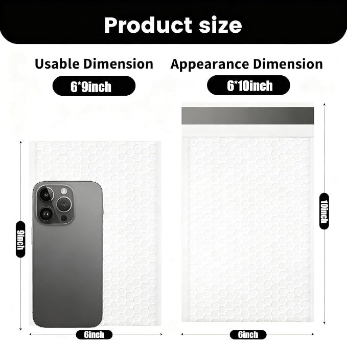 6×10" Inch Bubble Mailers 100 Pack Waterproof Padded Envelopes Self Seal Adhesive Shipping Bags for Mailing Cards Jewelry Makeup and Small Business Packaging