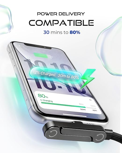 USB C to USB C Cable, 240W Fast Charging Cable with Built-in Phone Stand | (5 FT, Black), 90° Braided Invisible Stand Type-C Charger Cord for Gaming, Streaming & Hands-Free Viewing (3Pcs)